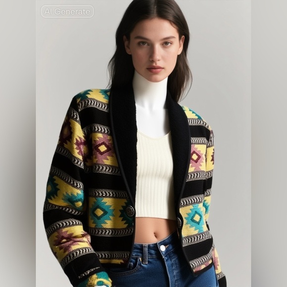 VINTAGE NEW IDENTITY Southwestern Style Blazer, Size Small - Picture 1 of 12